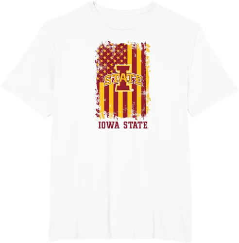 Vista 10 de Camiseta patriótica de Iowa State Cyclones con la bandera estadounidense, Blanco