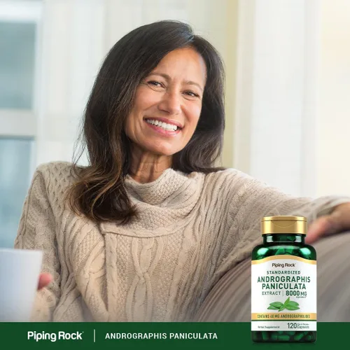 Vista 5 de Piping Rock Andrographis Paniculata Extract 120 cápsulas Suplemento herbario estandarizado Sin OMG, sin gluten