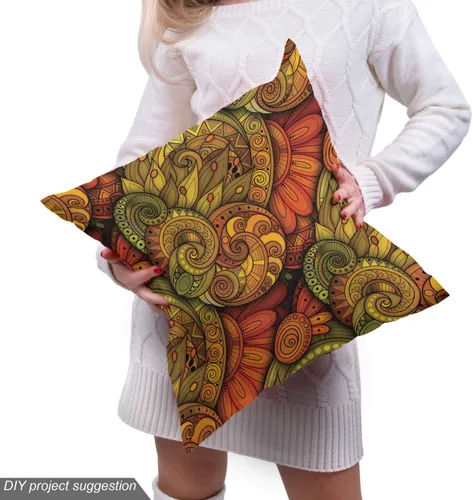 Vista 5 de Ambesonne Tela de cachemira por The Yard, diseño abstracto con flores con líneas de contorno, tela decorativa para tapicería y detalles del hogar