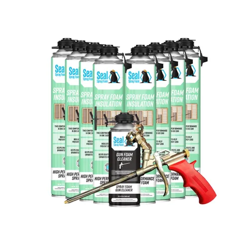 Vista 10 de Seal Spray Foam High Performance 80% Plus Kit de lata de espuma aislante de fórmula de células cerradas con aplicador de espuma en ángulo y 1 lata