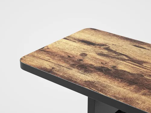 Vista 5 de FEZIBO Soporte para monitor dual de 43 pulgadas con bandeja para bolígrafos, estante de escritorio de madera maciza con patas de corcho ecológico