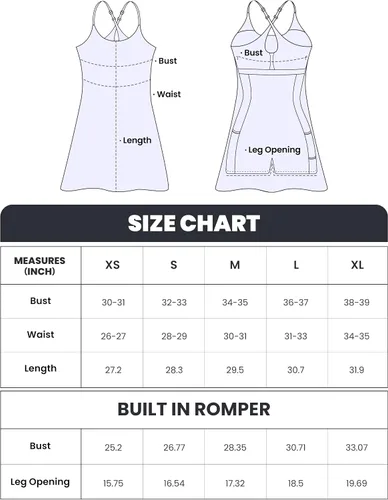 Vista 6 de AVGO Vestido atlético para mujer, vestido de tenis con pantalones cortos integrados y brasier con tirantes ajustables, vestidos de entrenamiento
