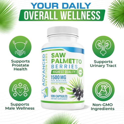 Vista 6 de Saw Palmetto serenoa ultrafuerza, 0.053 oz por día, 120 cápsulas (0.026 oz por cápsula)