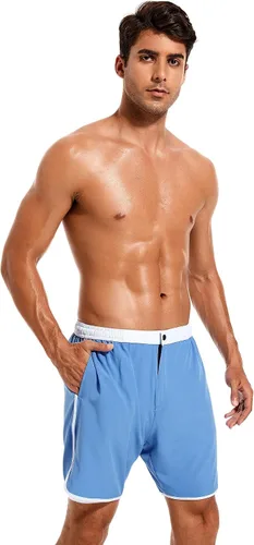 Vista 6 de SILKWORLD Mens 2 in 1 Swim Trunks Quick Dry 7 Inch Beach Shorts with Compression Liner and Pockets