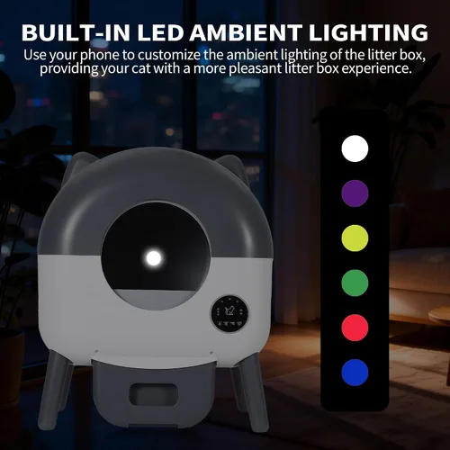 Vista 9 de Caja de arena autolimpiante para gatos con gran capacidad y limpieza automática, caja de arena automática con control de aplicación, triple