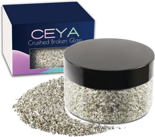 Vista 22 de Ceya - Conjunto de purpurina de vidrio irregular triturado en 32 colores, 640g/ 22.6 oz, chips de cristal metálico roto de 2-4mm, purpurina gruesa