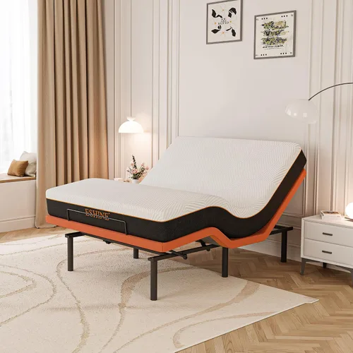 Vista 12 de ESHINE - Base de cama ajustable individual XL con colchón + colchón de espuma viscoelástica de gel de 8 pulgadas (firmeza media), control por