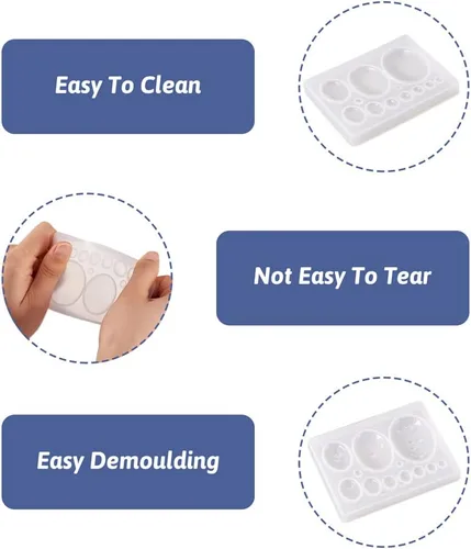 Vista 3 de Craftdady Molde de silicona con gemas de cabujón de 10 cavidades, molde de fundición de resina ovalada para resina epoxi UV, bricolaje