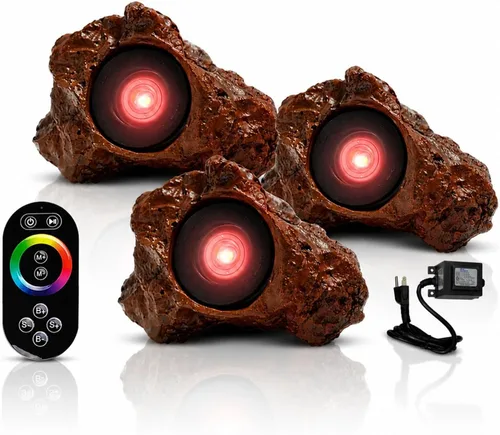 Vista 11 de HALF OFF PONDS LumiNight Iluminación para estanques y paisajes - Luz LED de roca de 1,5 vatios