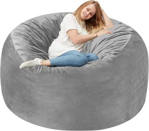 Vista 80 de Homguava - Sillón puff de 3 pies Sillón estilo puff grande de 3 pulgadas con relleno de espuma viscoelástica, sofá suave con funda de terciopelo