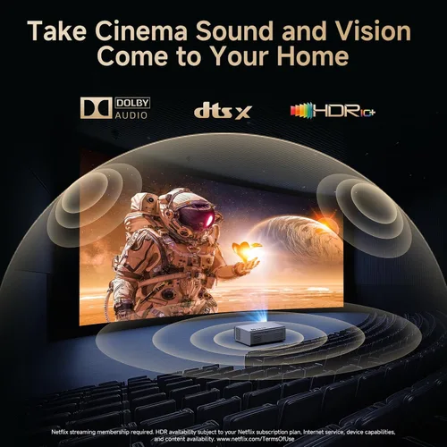 Vista 4 de 4K Projector with Built-in Apps, 1500ANSI Auto Focus&6D Keystone Dolby Audio Kogata Smart Projector with WiFi 6 Bluetooth Outdoor Movie Proyector