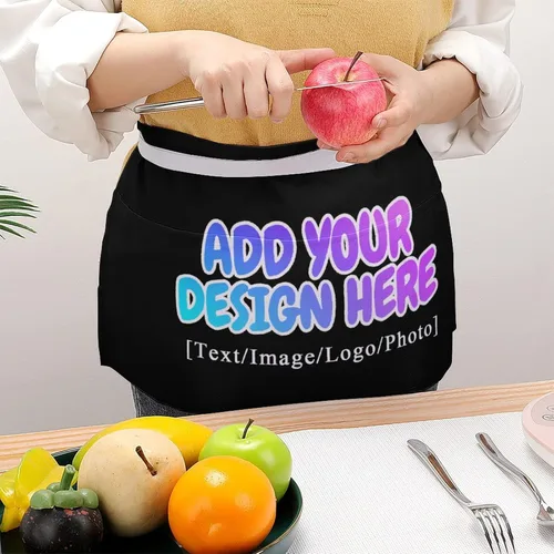 Vista 118 de AXKEUDO Delantal personalizado con bolsillos, delantales de cintura para camarera para cocinar en casa, restaurante, servir trabajo