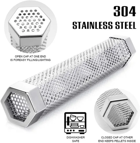 Vista 7 de BEWAVE Tubo de ahumador de pellets para todas las parrillas, carbón eléctrico a gas o ahumadores para fumadores en frío/calor, cepillo de tubo