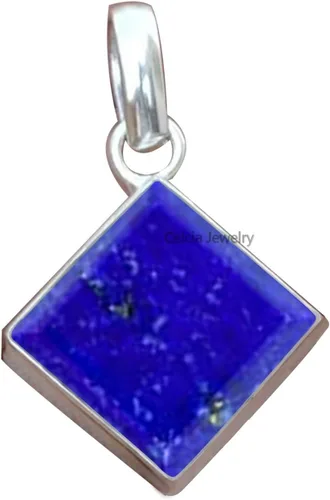 Vista 6 de Colgante de plata de ley 925 maciza para hombres y mujeres, auténtico ónix negro plano, cuadrado, colgante único hecho a mano para ella y él