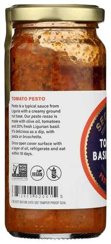 Vista 6 de Seggiano, Pesto de tomate y albahaca, 7 oz