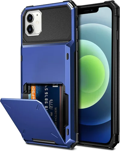 Vista 18 de Vofolen Funda compatible con iPhone 12, cartera 5G, 4 ranuras para tarjetas, tarjetero con bolsillo oculto, doble capa, cubierta trasera protectora