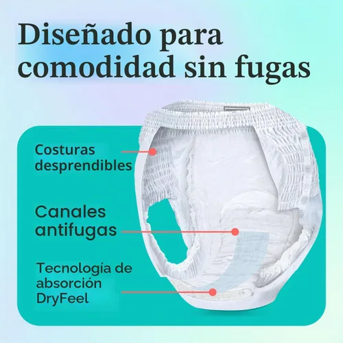 Vista 4 de Because Overnight Absorbency Pull Ups - Ropa interior desechable para incontinencia para adultos, calzoncillos nocturnos extra absorbentes