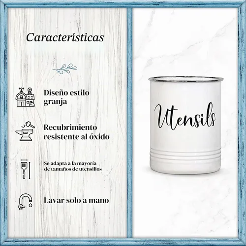 Vista 2 de Home Acre Designs - Soporte para utensilios, Blanco