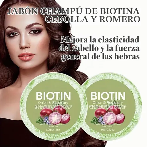 Vista 4 de 2 barras de champú de biotina de cebolla y romero para el crecimiento del cabello, barra de champú de biotina de cebolla para pérdida de cabello
