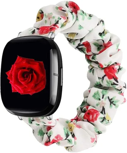 Vista 5 de GTHY Compatible con bandas Fitbit Sense/Versa 3/Versa 4/Sense 2, para mujeres, correas de repuesto de tela de coletero, accesorios, talla L