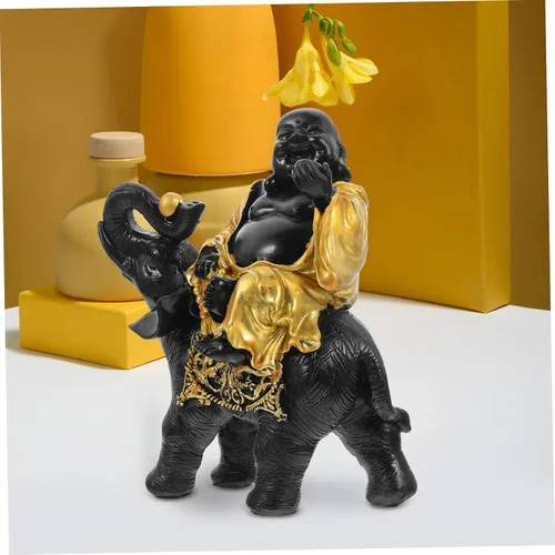 Vista 5 de ARTIBETTER Maitreya - Adornos de Buda para mesa, estatua de animal Feng Shui, estatua de elefante Fengshui, estatua de animales decorativos, estatua