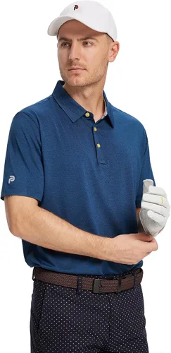 Vista 2 de Polo de golf para hombre, absorbe la humedad, ajuste seco, atlético, manga corta, a rayas, para hombre