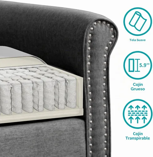 Vista 4 de BALUS Juego de sofás y sofá biplaza para sala de estar, sofás para sala de estar con patas de sofá de madera, juegos de sofá y sofá biplaza con Gris