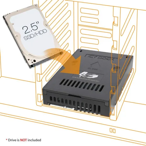 Vista 8 de ICY DOCK Kit de montaje SATA HDD y SSD de 2.5 pulgadas a 3.5 pulgadas para bahía interna de 3.5 pulgadas con cubierta extraíble EZConvert Lite