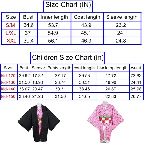 Vista 5 de NXJSH Kimetsu no Yaiba Anime Cosplay Kimono - Conjunto de peluca para mujeres, hombres, niñas y niños, perfecto para Halloween