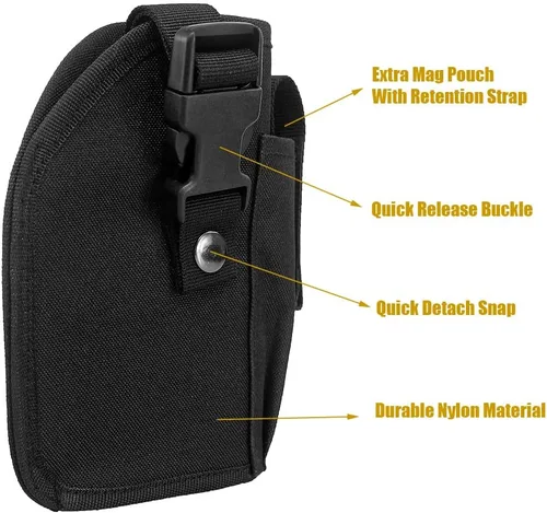 Vista 6 de Funda universal para cinturón para pistolas con láser o luz debajo del barril para pistolas medianas de tamaño completo