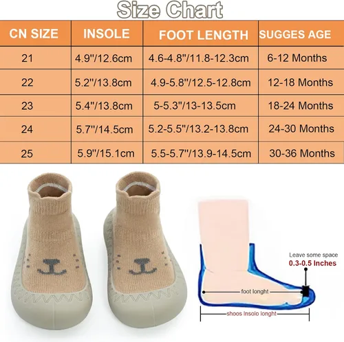Vista 7 de 2 pares de zapatos antideslizantes estilo caroon para bebés, zapatos para niños y niñas, zapatos para caminar, zapatos de goma suave con pantuflas
