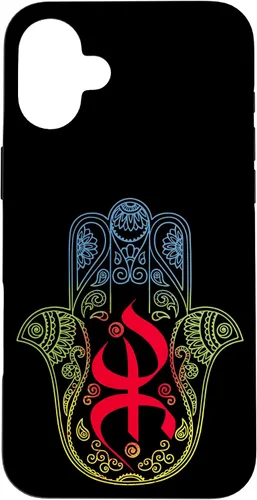 Vista 23 de Funda para iPhone 13 Pro Max Khamsa Amazigh Berber con símbolo de Yaz con colores vibrantes de la bandera