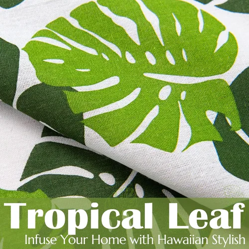 Vista 5 de BROSHAN Cortinas blancas y verdes para dormitorio, cortinas de ventana de hojas de plantas tropicales, 2 paneles de 78 pulgadas de largo, cortinas