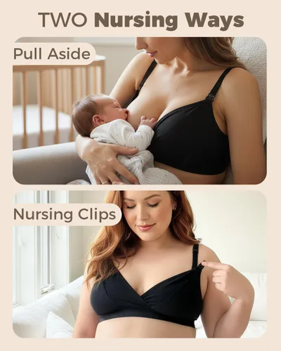 Vista 3 de Brasier de extracción manos libres, brasier de lactancia ajustable para lactancia, brasier cómodo con cuello en V que se adapta a todos