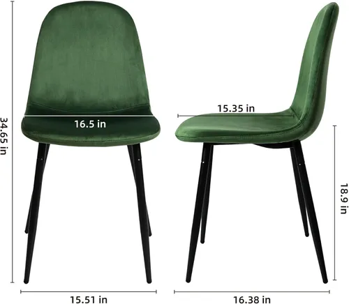 Vista 3 de CangLong Sillas modernas de terciopelo con patas de metal para sala, dormitorio, restaurante, comedor, juego de 4, verde oscuro