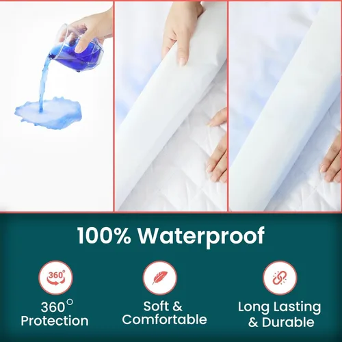 Vista 2 de COTTONPASSION Funda de Colchón con Cremallera, Protector de Colchón Impermeable Tamaño Full, Transpirable y Silencioso Absorbente Funda de Colchón