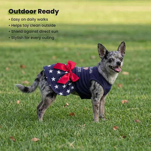 Vista 8 de Fitwarm Ropa de perro 100% algodón American Cutie para el 4 de julio, ropa para perros del Día de los Caídos, vestidos patrióticos, vestido de Cutie