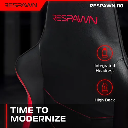 Vista 4 de Respawn Silla de juegos 110, silla de oficina ergonómica con reposacabezas Rojo