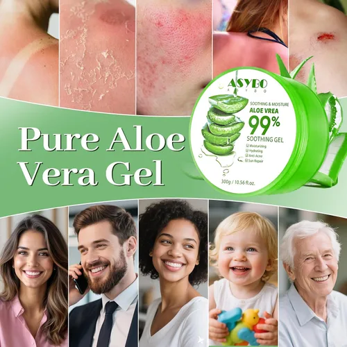 Vista 7 de Gel de aloe vera natural de 10.1 fl oz - Crema hidratante orgánica, calmante e hidratante, reparación de quemaduras solares y cicatrices, cuidado