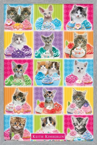 Vista 13 de Trends International Keith Kimberlin - Kitten - Cupcake Wall Poster, 14.725" x 22.375", Barnwood Framed Version