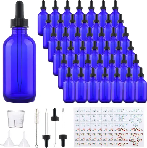 Vista 9 de Paquete de 42 botellas de vidrio transparente de 4 onzas con Dorado