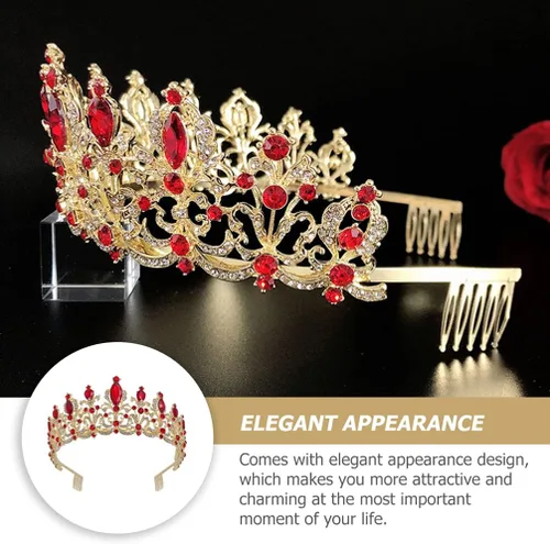 Vista 8 de Beaupretty Corona de reina de cristal, tiara barroca corona de boda, accesorio para el pelo de novia para cumpleaños, graduación, tiara para novia