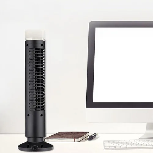 Vista 2 de Aramox Ventilador de torre oscilante, ventilador de torre sin aspas, ventilador de escritorio USB oscilante con luz para el hogar, dormitorio, Negro