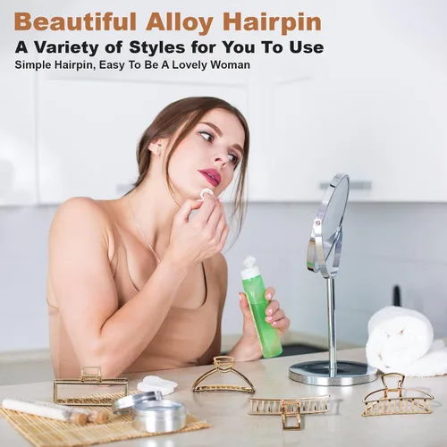 Vista 6 de Paquete de 4 pinzas de metal grandes para el cabello, pinzas de pelo doradas grandes de 4 pulgadas, pinzas para el cabello para mujeres