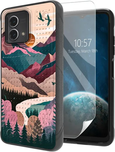 Vista 35 de Funda para Moto G Stylus 5G 2021 con protector de pantalla, a prueba de golpes, 2 en 1, parte trasera duradera de policarbonato duro texturizado