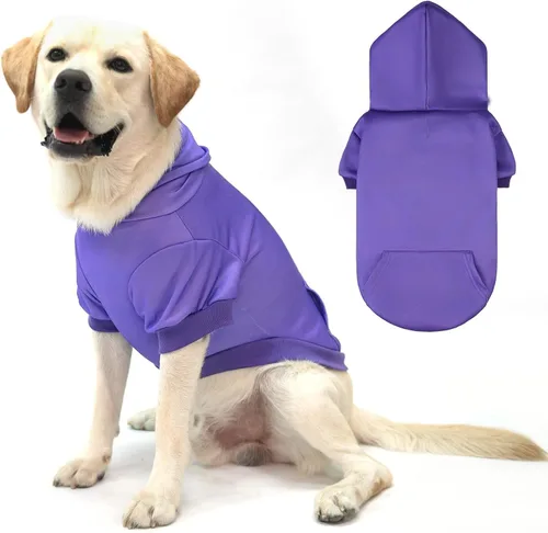 Vista 35 de KOOLTAIL Sudadera básica con capucha para perro, suave y cálida, con agujero para correa y con bolsillo, abrigo de invierno para perros, ropa