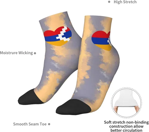 Vista 7 de Love Artsakh Flag Heart Ankle Socks Winter Low Cut Sports Warm Comfort Breathable Casual Socks For Mens And Womens 1