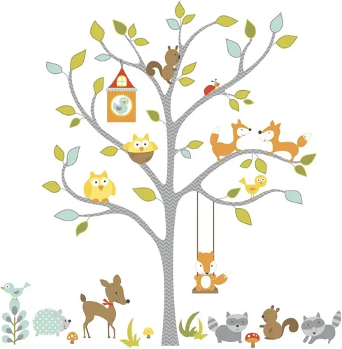 Vista 3 de RoomMates RMK2729SLM Woodland Fox & Friends Tree - Calcomanías de pared para despegar y pegar