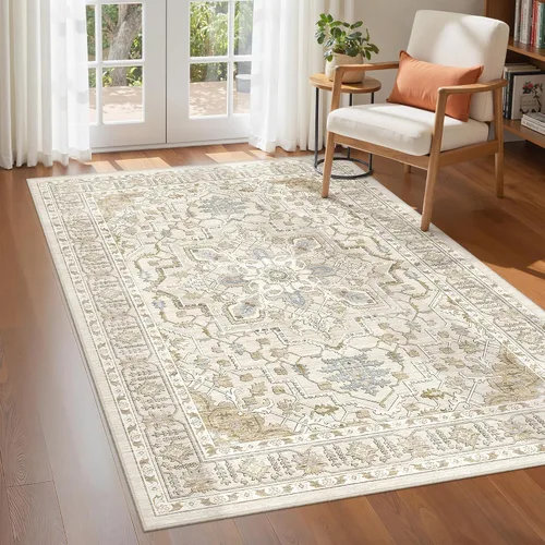 Vista 27 de befbee - Alfombra para sala de estar, lavable y resistente a manchas, con base antideslizante, ideal para dormitorio y cocina, decoración clásica