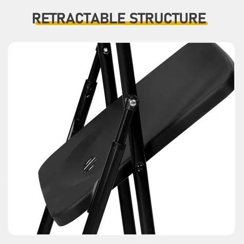 Vista 4 de 10pcs Ergonomic Black Plastic Folding Chairs with Iron Frame – Sturdy Stackable Folding Chairs for Indoor and Outdoor Use, Perfect for Family